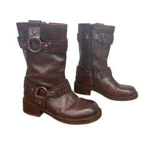 Vintage Foundry Women's Engineer Boot Motorcycle Oxblood Red Leather Size 6